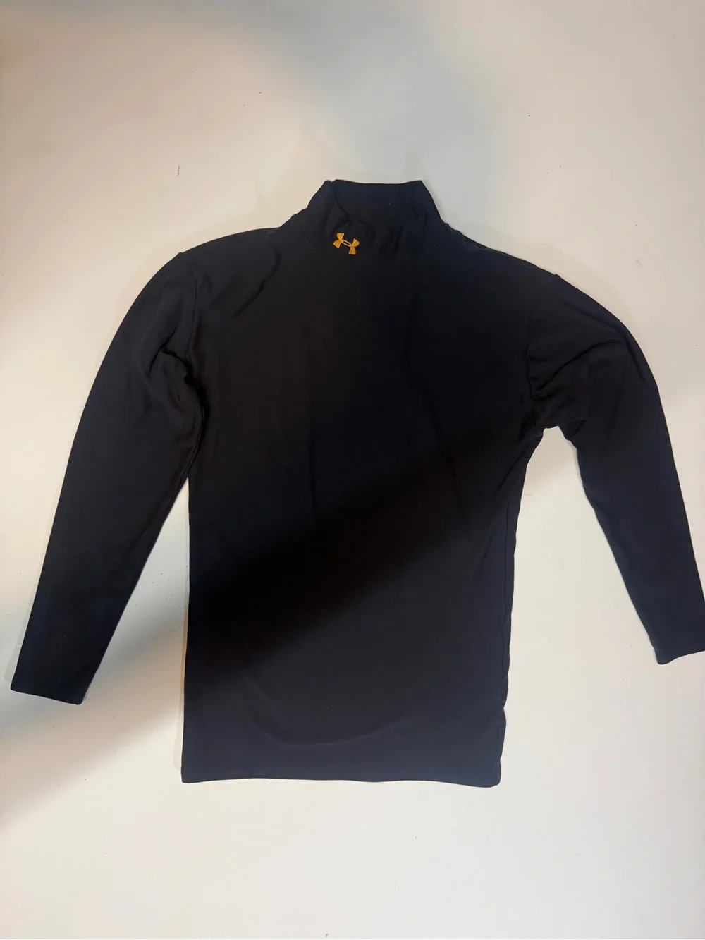 Under Armour Black Mock Neck Top with Gold Logo